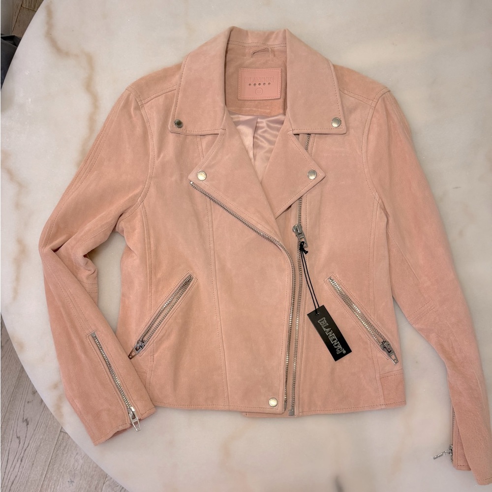 Blank NYC Suede Leather Jacket in Blush Pink